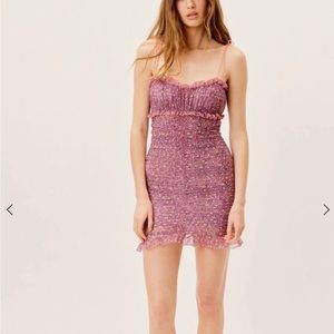 For Love and Lemons pink mesh dress with back ties